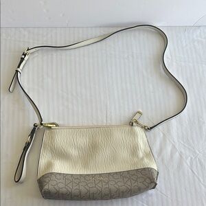 Calvin Klein Cream and Brown Crossbody Bag with Adjustable Strap